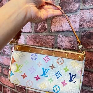 Louis Vuitton White Multicolor Wristlet